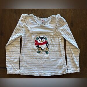 Striped Ruffled Penguin Long Sleeve Shirt